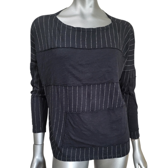 Tops - 341. Matthildur Black Striped Long Sleeve Top - Size Small